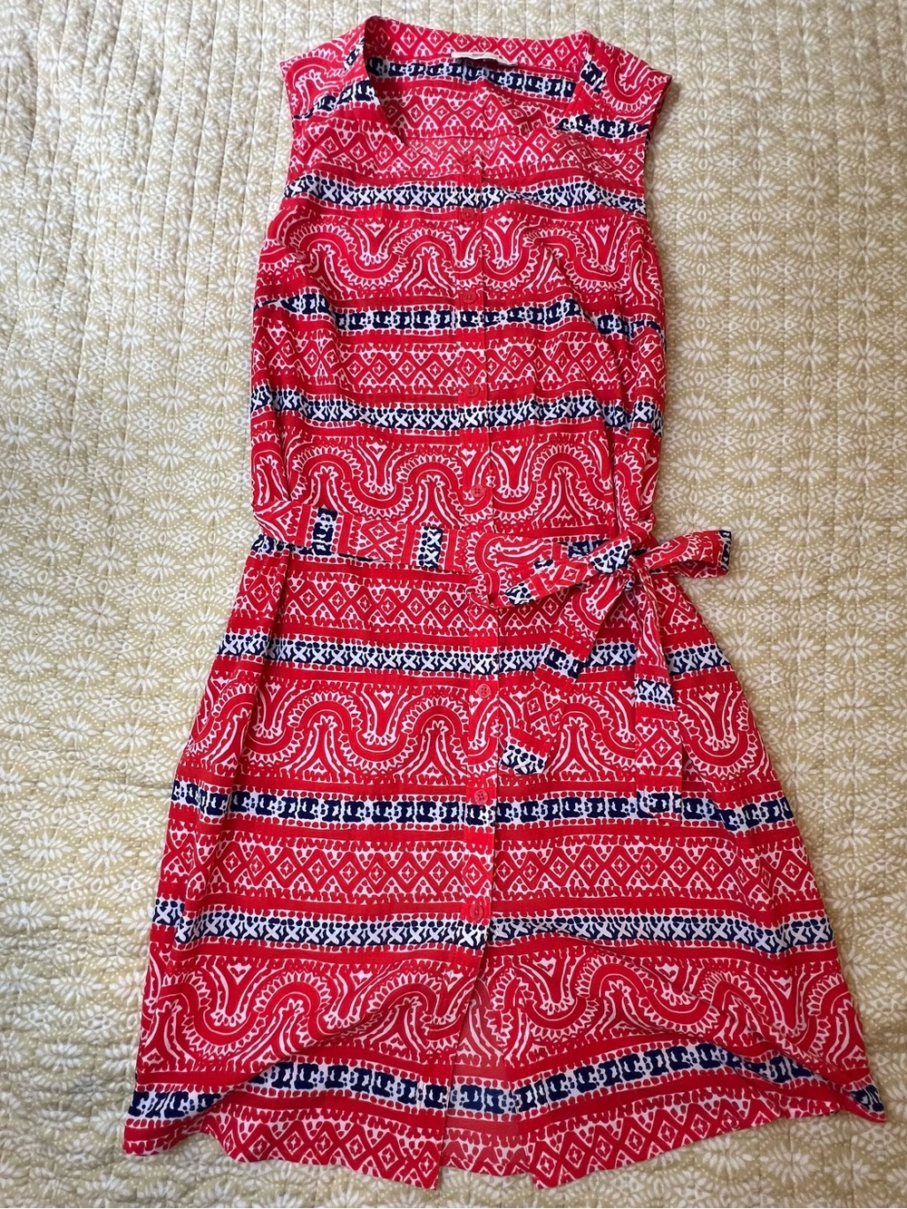 Vineyard Vines Red, Navy & White Printed Midi Dress